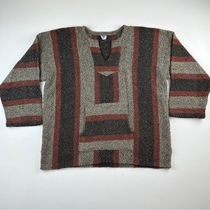 Vintage Baja Woven Pullover Sweatshirt Jacket Sweater Coat Size XL Mexico